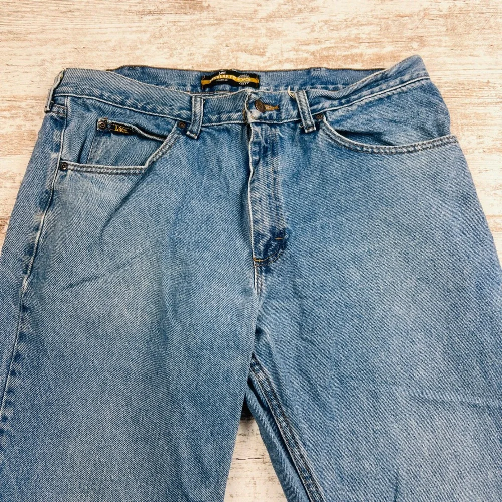 Lee Mens Jeans 38x30 Medium Wash Blue Regular Fit Straight Leg 100% Cotton